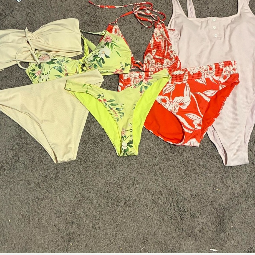 Stoney Clover Lane Cream and Green Bikini Set